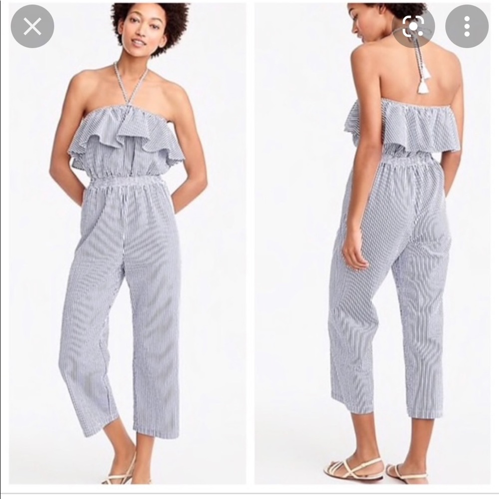 J.crew Seersucker Jumpsuit